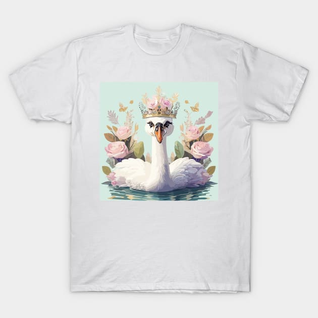 The Flower-Crowned Swan T-Shirt by tubiela's